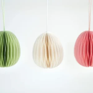 Anhänger Honeycomb Osterei rosa grün, creme