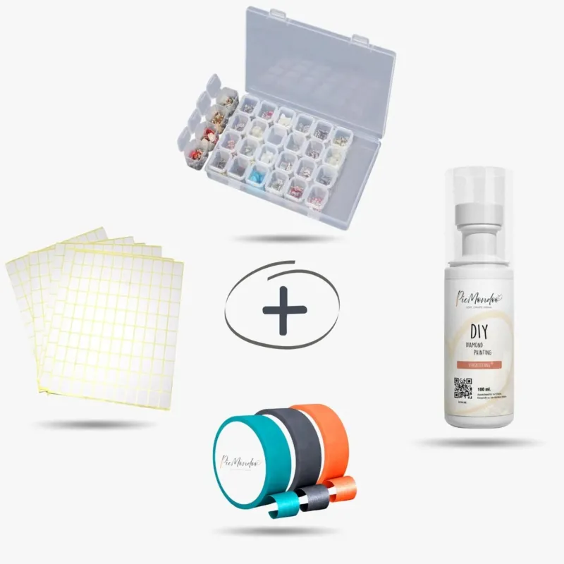 Picmondoo Diamond Painting Starter Set mit Aufbewahrungsbox, Versiegelung, Etiketten und Anlege-Tools für DIY-Projekte