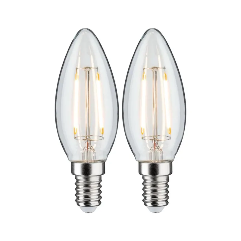 E14 2,7W LED Kerze Filament 2700K Klar, 2er-Set retro Vollglas mit warmweißem Licht und Vintage-Charme