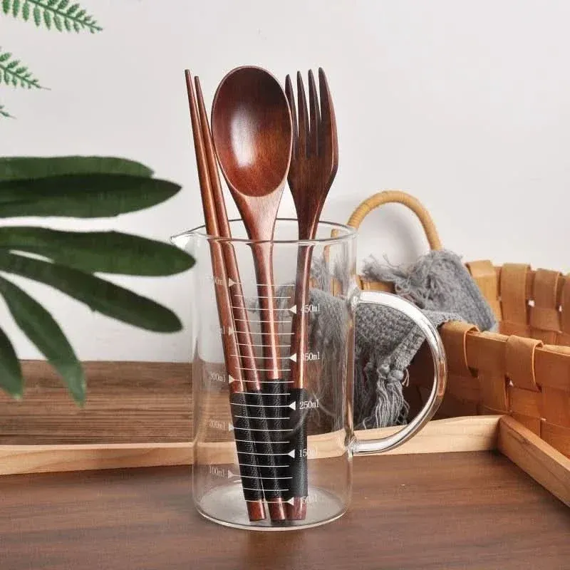 Eco-Friendly Wooden Cutlery Set - Portable Spoon, Fork & Chopsticks with Unique Design 3