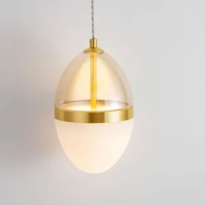 Egna Pendelleuchte Oval 3000K Gold, elegante Hängeleuchte mit Opalglas und warmem Licht