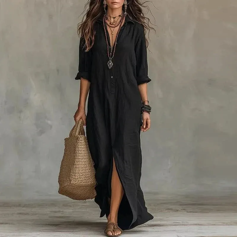 Elegant Boho Maxi Dress for Women - Casual Long Sleeve Beachwear 1