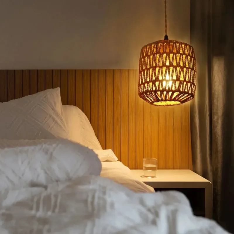 Elegant Rattan Wall Sconce Lighting - Woven E27 Wall Lamp for Bedroom & Living Room 1