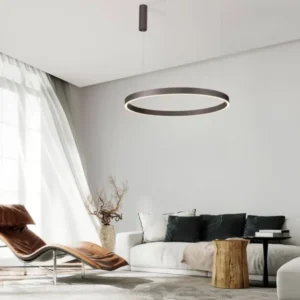 Elowen LED Pendelleuchte 3000K Up & Down Braun moderne Ring-Pendelleuchte für Ess- und Wohnzimmer