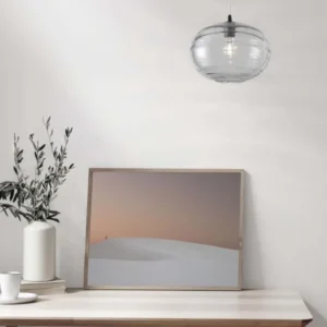 Evleen Pendelleuchte Ø 30cm Schwarz, Grau, moderne Glas-Hängelampe für Wohn- und Esszimmer