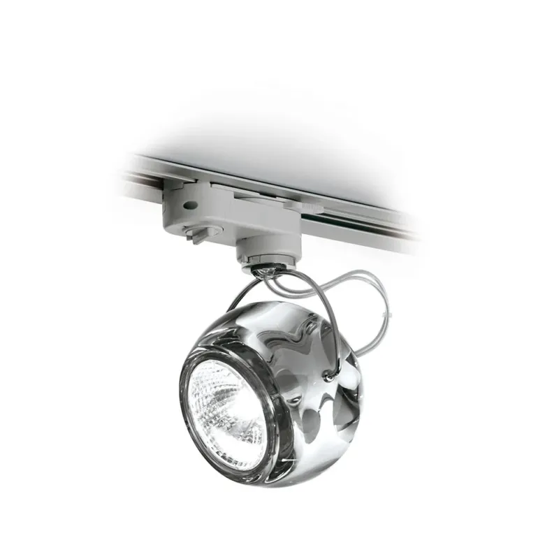 Fabbian Beluga Schienen-Deckenlampe Ø 9cm klar, moderne Pendelleuchte mit Kristalldiffusor für Essbereich