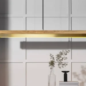 Gantlights C3 o/n LED-Pendelleuchte 182cm dimmbar aus Eichenholz und oxidiertem Kupfer