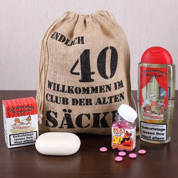 Geschenkset mit vier Teilen zum 40. Geburtstag
