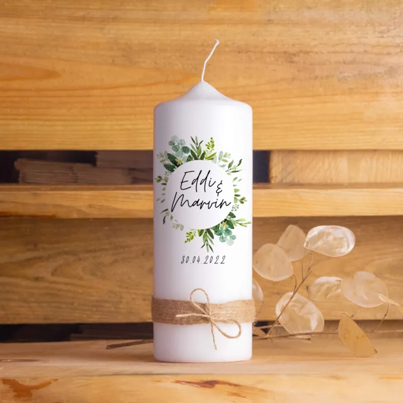 Personalisierte Hochzeitskerze Kreis