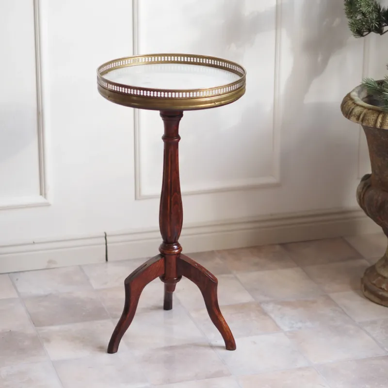 Gueridon Beistelltisch Marmor Louis XVI Stil mit Messinggalerie