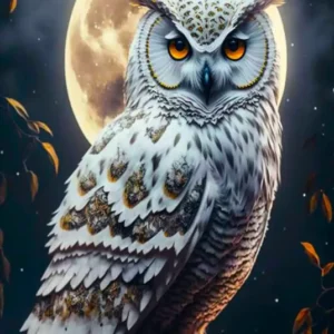 Diamond Painting Leuchtbild Eule im Mondschein mit leuchtenden Steinen für ein magisches DIY-Kunstwerk