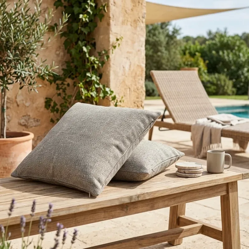 2er Set Outdoor Dekokissen greige ca. 40 x 40cm wetterfest