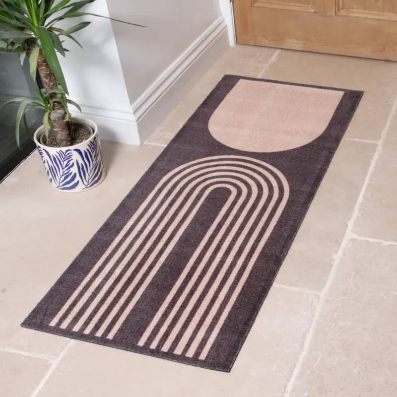 Brown Abstract Indoor Washable Runner 150x60cm