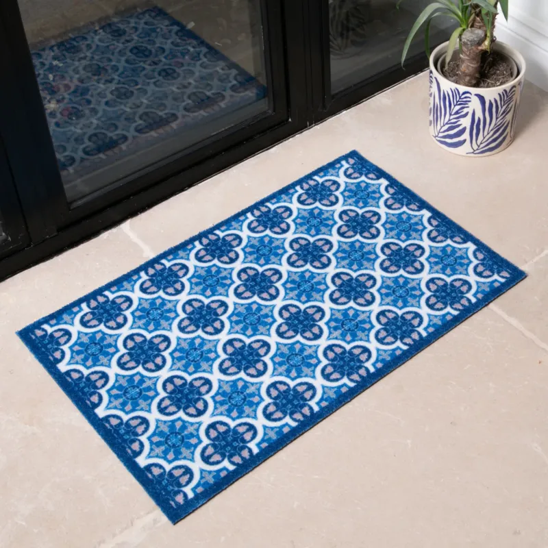 Blue Mosaic Tile Indoor Washable Doormat