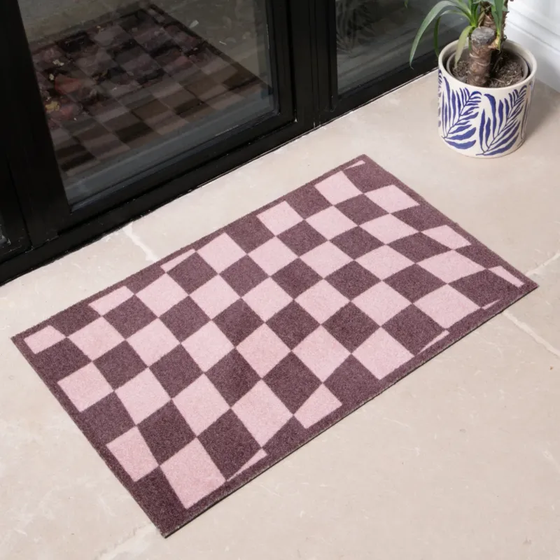 Wavey Checkerboard Indoor Washable Doormat