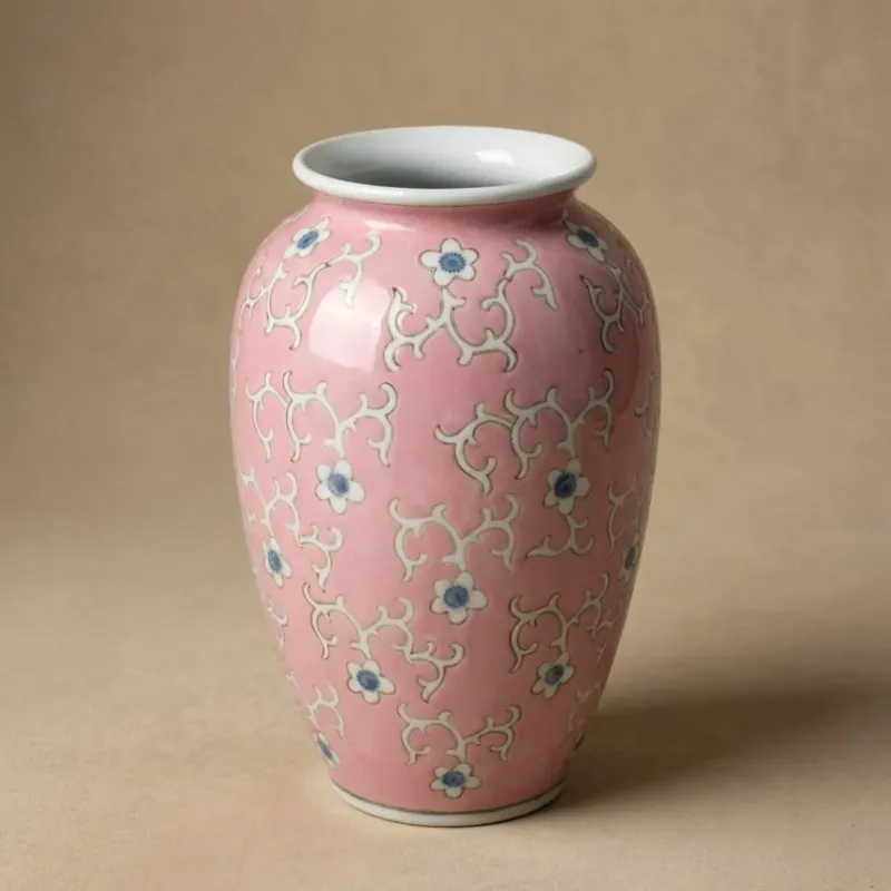 Pink Porcelain Vase Ø17,5 ↑27,5 cm