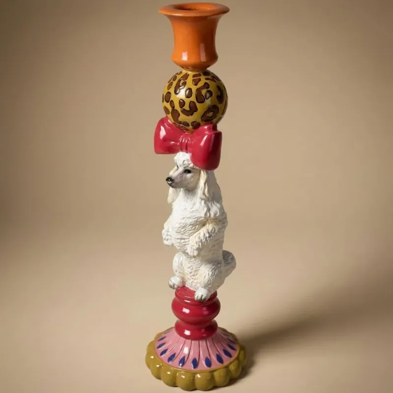 Dog Candle Holder Polyresin Ø10,5 ↑36 cm