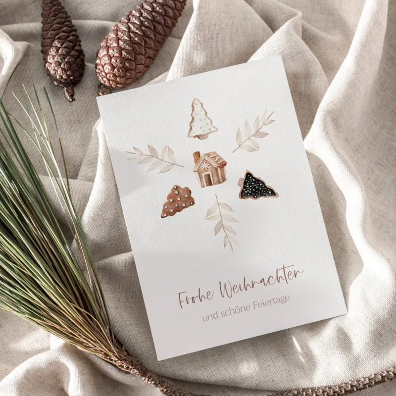 Weihnachtskarte auf Strukturpapier Lebkuchen A6