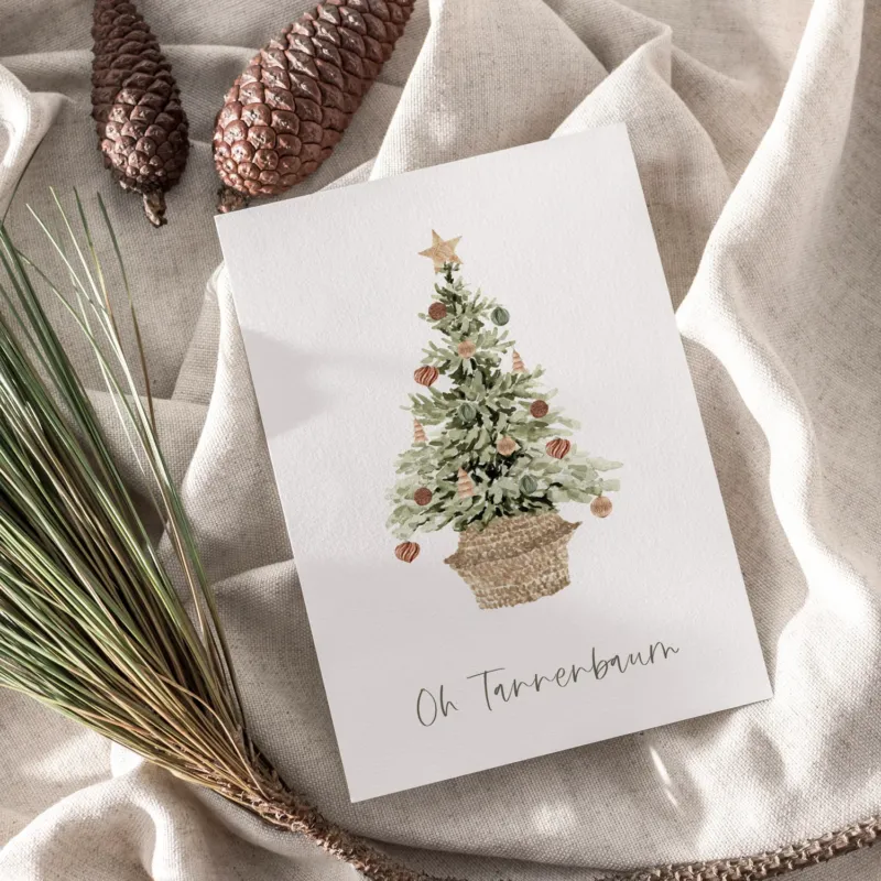 Weihnachtskarte auf Strukturpapier Christbaum A6