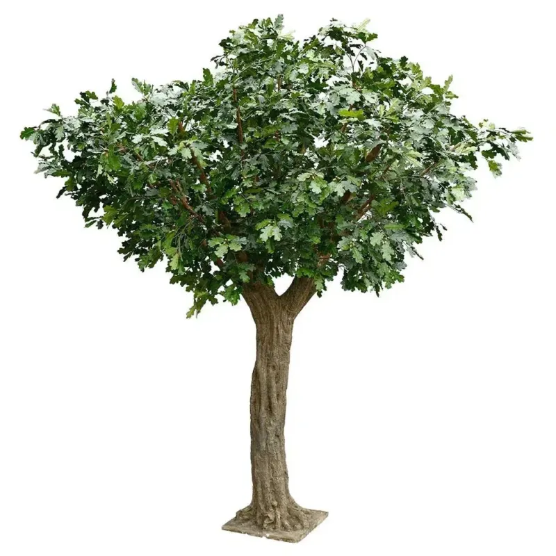 Künstliche Stileiche mit Echtholzstamm - Oak, schwer entflammbar, 360 cm