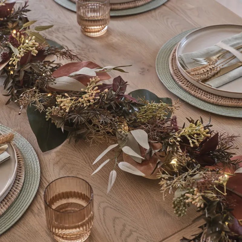 2m Herbst- und Wintergirlande mit Beleuchtung
