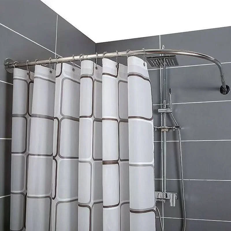 FLEXICURVE – Extendable L-Shaped Shower Curtain Rod with Punch-Free Stainless Steel Installation for Modern Bathrooms
