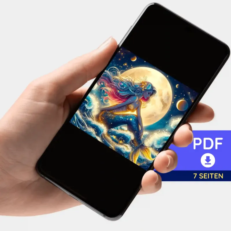 Digitale Picmondoo PDF-Bildmappe mit Meerjungfrau-Motiv für dein Diamond Painting oder Malen nach Zahlen Projekt