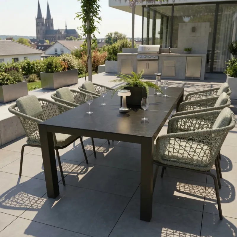 Hochwertiger Lifestyle! Outdoor Essgruppe MODENA MINT mit MADRI Tisch 220cm