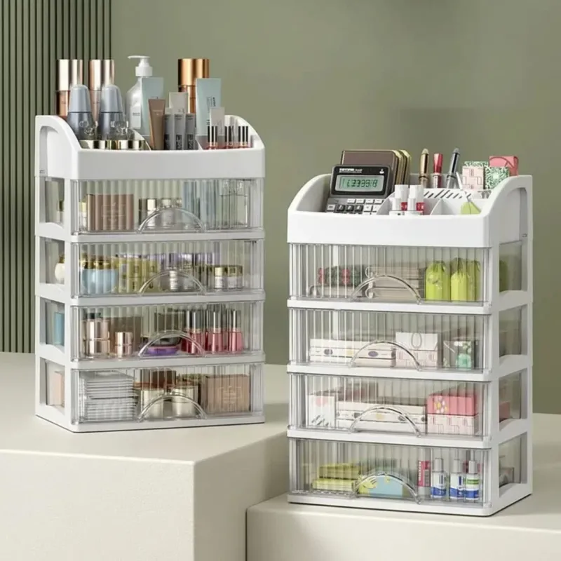 Modular Transparent Makeup Organizer Box - Customizable Multi-Compartment System 0