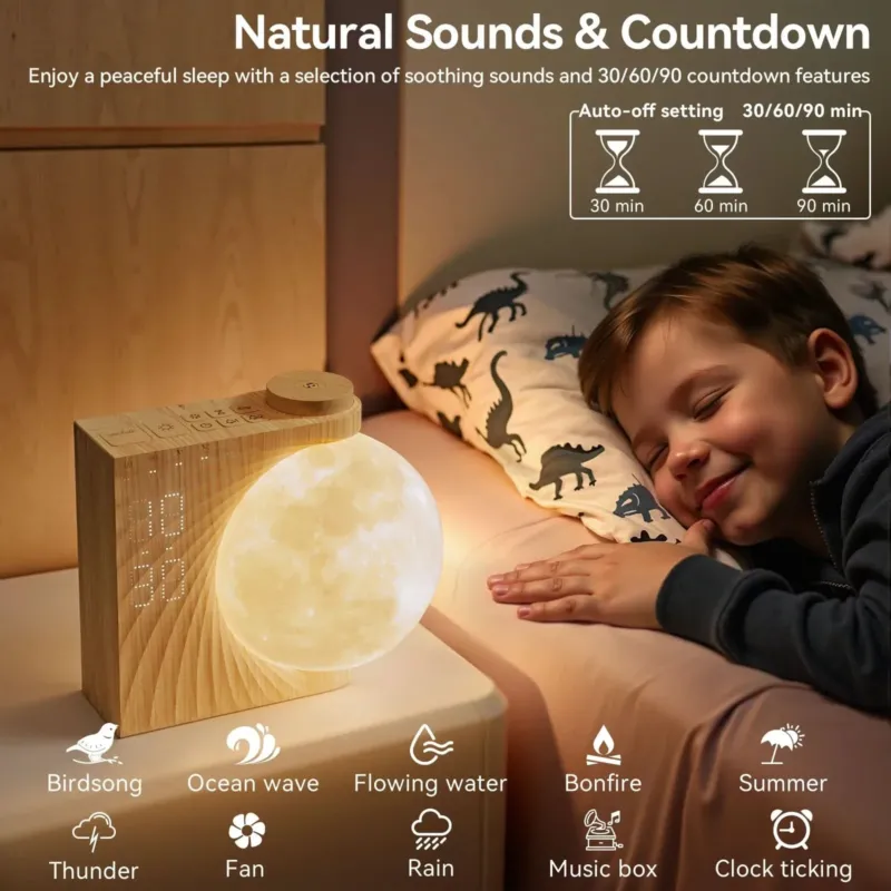 Moonlight Sunrise Alarm Clock - Wake Up Light with 10 Soothing Sounds & Adjustable Brightness 5