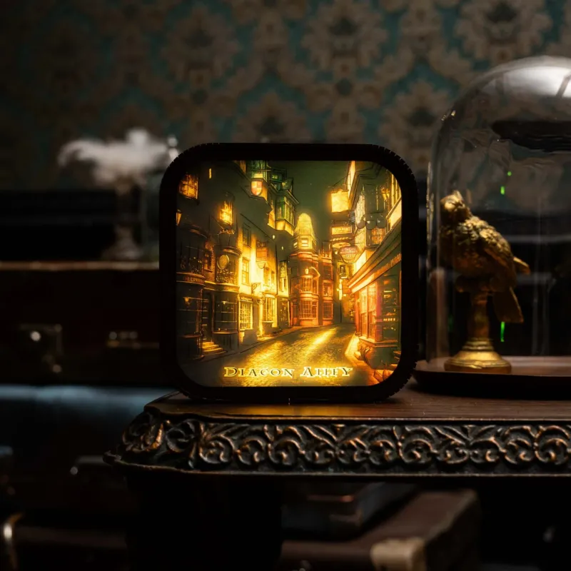 Wooden Acrylic Harry Potter Night Light - Night in Diagon Alley by Enjoy The Wood