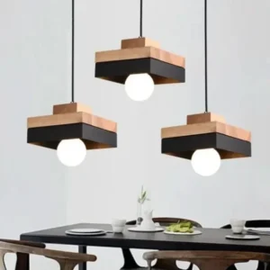 Nordic Modern Chandelier Light - Elegant Wrought Iron & Solid Wood Design for Dining Rooms 1