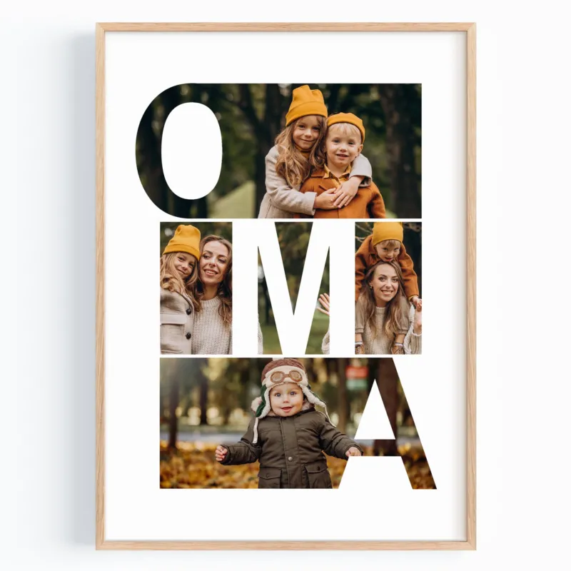 Personalisierte Fotocollage für Oma mit eigenen Familienfotos