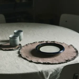 STONEWASHED PLACEMATS AND COASTERS SOIL BROWN (SET OF 2)