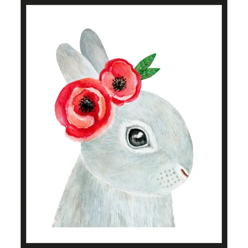 Rahmenbild - Hase mit Ohrenschmuck