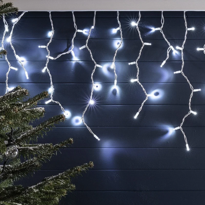 Pro Connect 10m 500er LED Eiszapfen Lichterkette weiß koppelbar weißes Kabel IP67