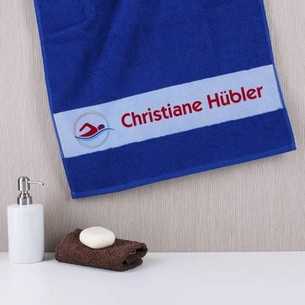 Handtuch mit Namen für Schwimmer