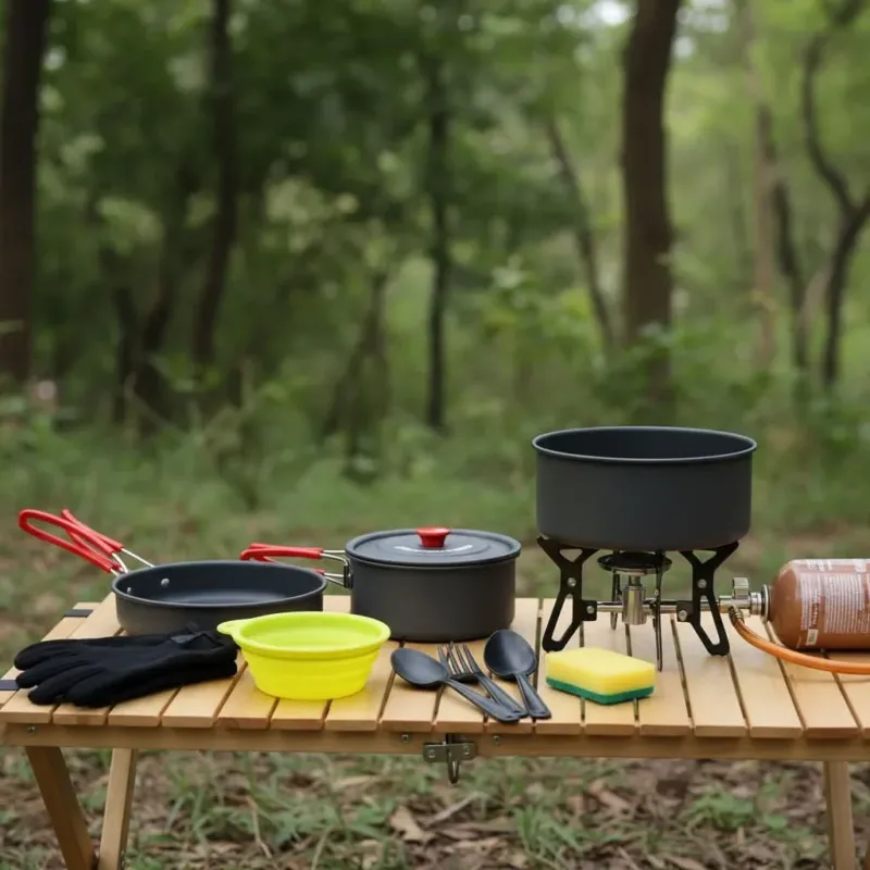 Portable Camping Cookware Set - Lightweight Camping Pots and Pans with Utensils for Outdoor Cooking 2