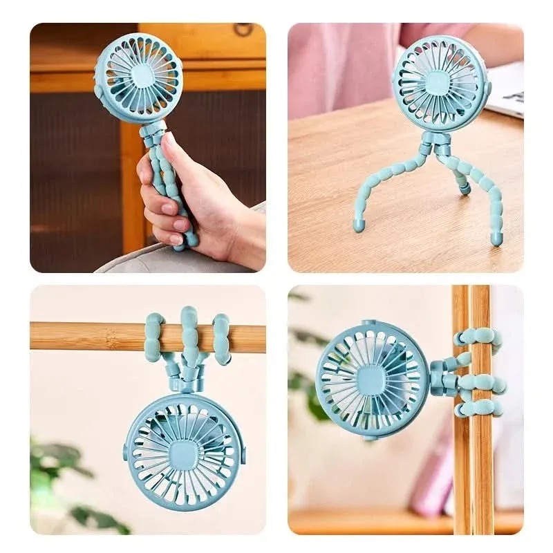 Portable Clip-On Fan - USB Rechargeable 3-Speed Stroller & Outdoor Fan 2