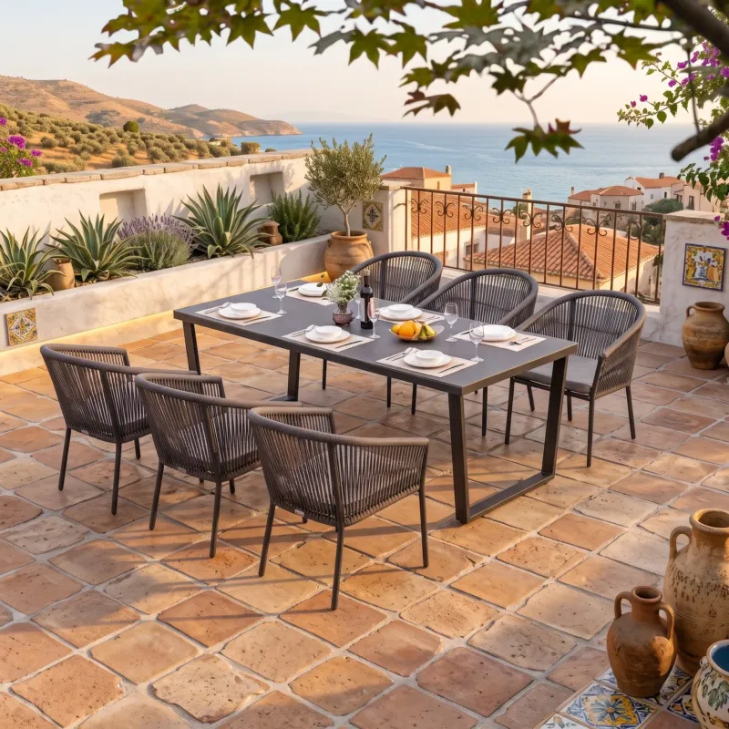 SUMMER SALE ☀️⛱️🏝️ 7-tlg. Premium Dining-Set Manhattan / Ravello – Für genussvolle Stunden unter freiem Himmel