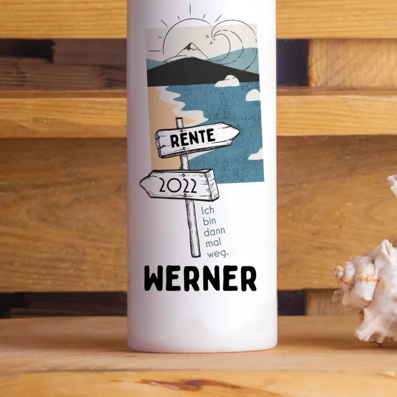 Ruhestandskerze personalisiert | Geschenk zur Rente mit Name & Jahr | 15–30 cm | Kerze „Ich bin dann mal weg“ – mit oder ohne Jutestrick