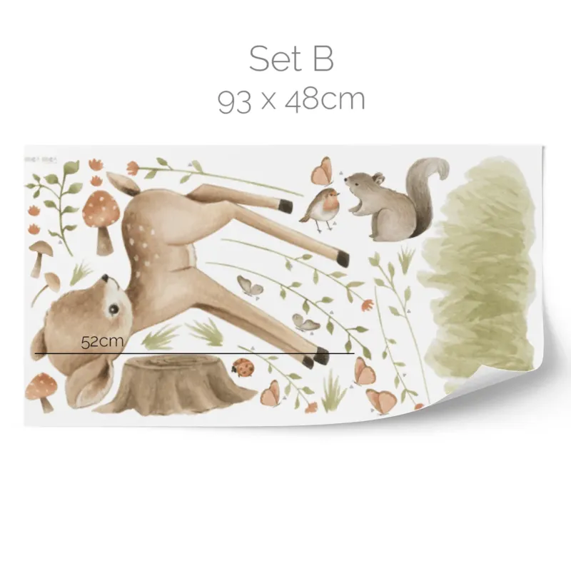 Wandtattoo Waldtiere - Süßes Reh mit Waldtieren – Bild 4