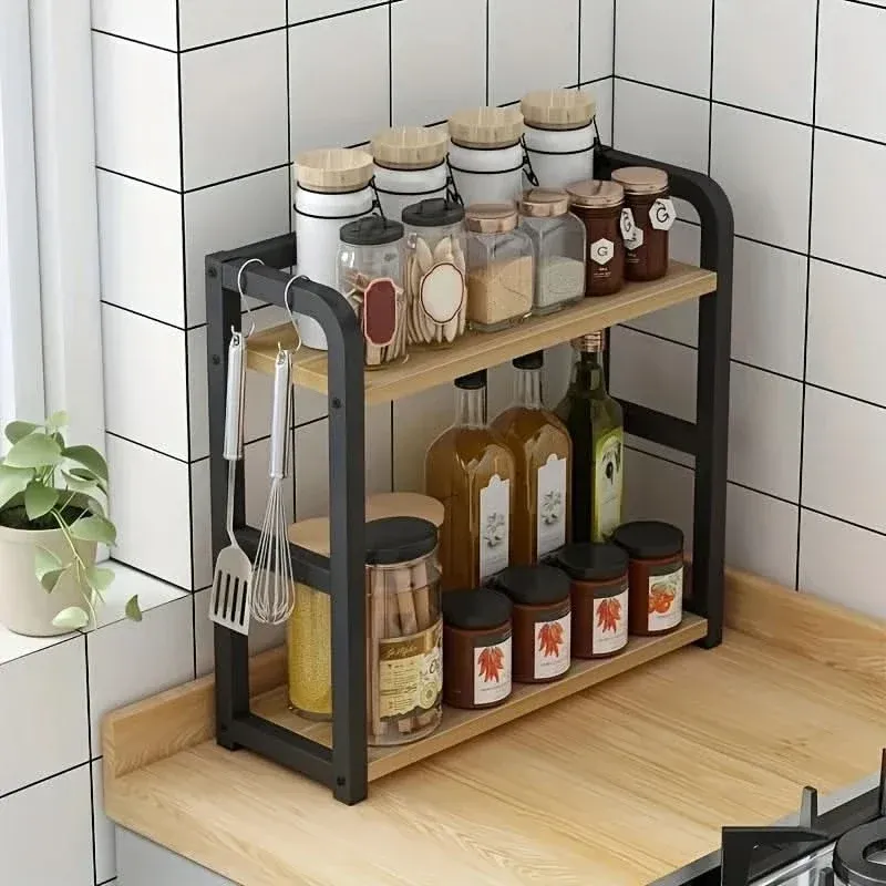 Space-Saving 2-Tier Metal Kitchen Shelf Organizer for Countertop Storage 0