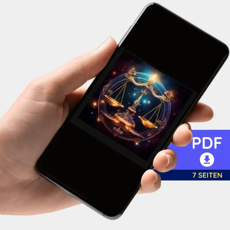 Digitale PDF-Bildmappe mit Sternzeichen Waage Motiv für Diamond Painting und kreative DIY-Projekte vom Smartphone