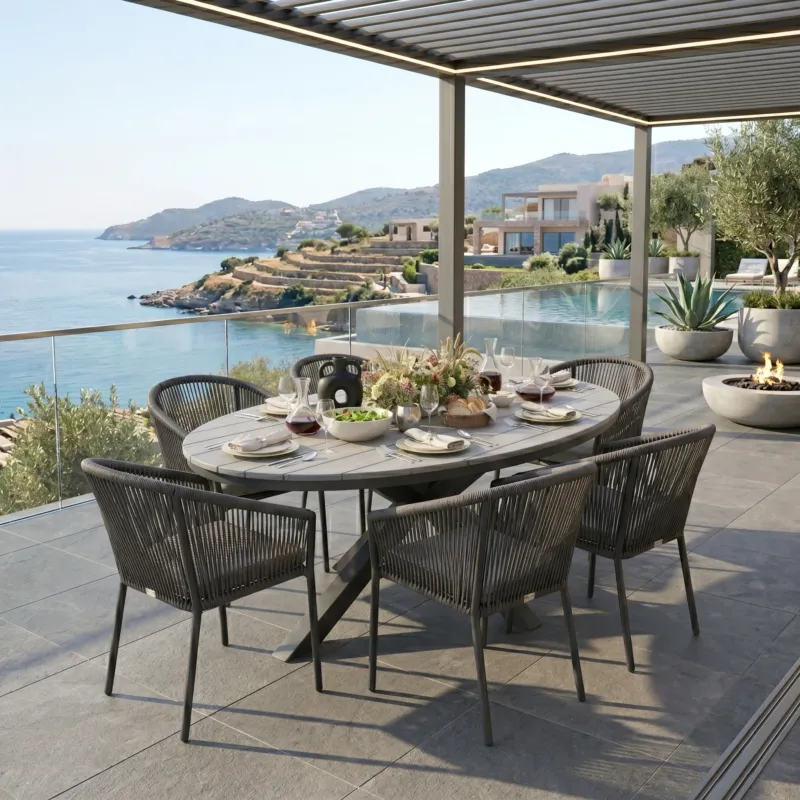 SUMMER SALE ☀️⛱️🏝️ Gartenmöbel-Set Volterra Grey & Manhattan – Stilvoller Komfort für gesellige Stunden im Freien