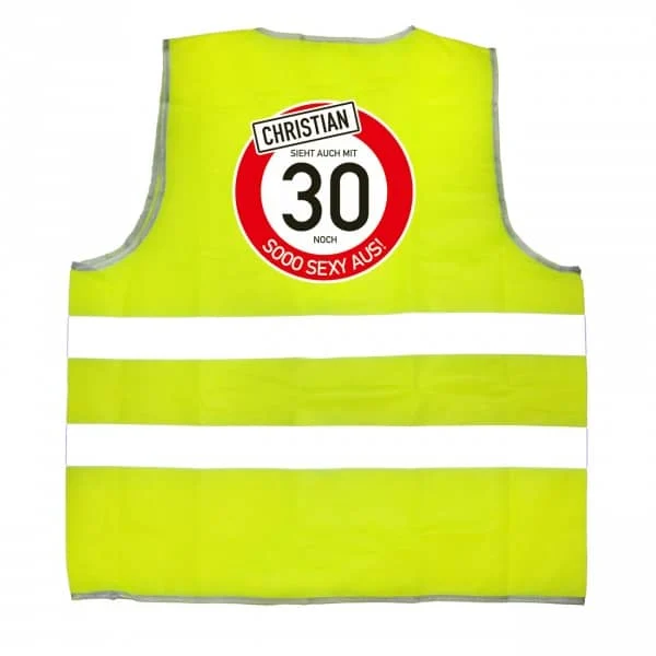 Warnweste zum Geburtstag mit Aufdruck