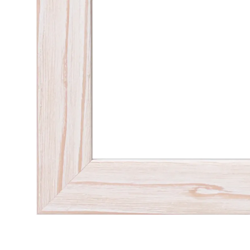 Massivholz Bilderrahmen in Fichte weiß gebürstet, Echtholz Rahmen mit hochwertiger Verarbeitung mit klarer Maserung und minimalistischem Design.