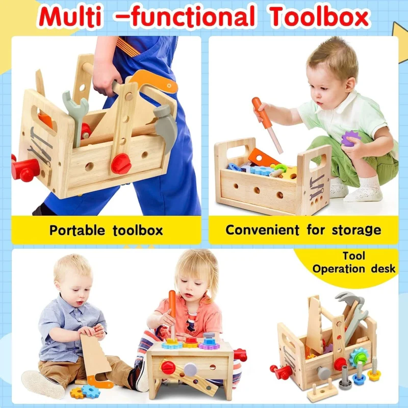 WoodCraft Kids Toolbox - Multifunctional Workbench for Creative Play & Motor Skills Development 2