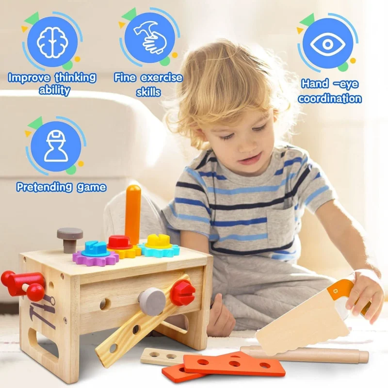 WoodCraft Kids Toolbox - Multifunctional Workbench for Creative Play & Motor Skills Development 3