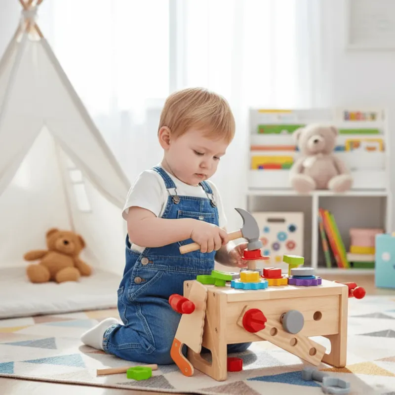 WoodCraft Kids Toolbox - Multifunctional Workbench for Creative Play & Motor Skills Development 0